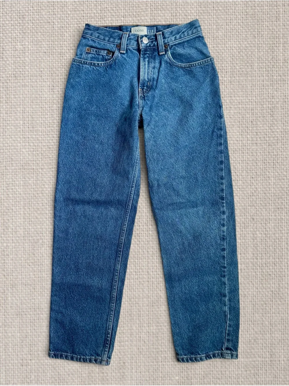 Vintage 90s Gap Blue Jeans Loose Fit Medium Wash Boys 10 Fits Women XXS 23x25.5